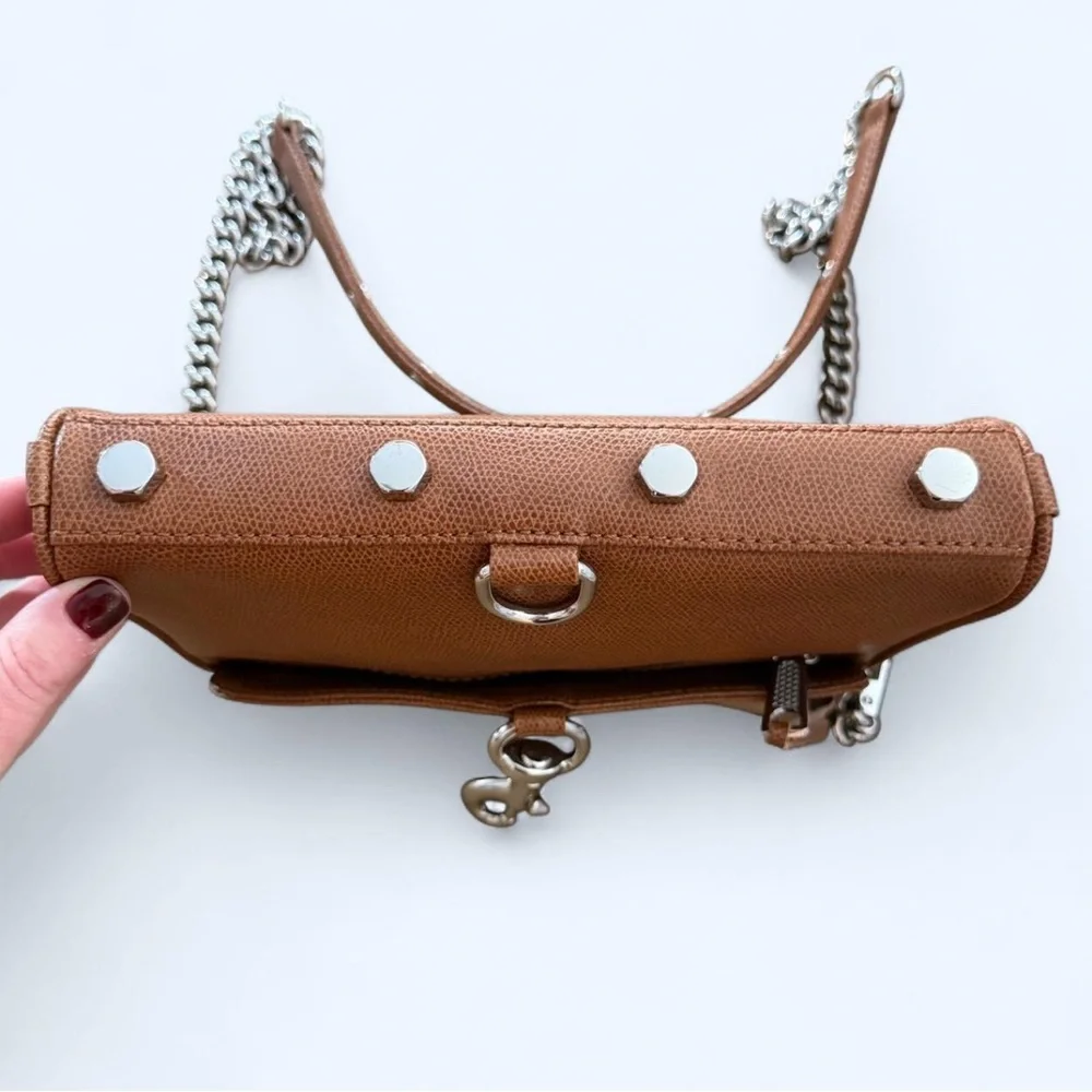 Rebecca Minkoff Mini Mac Crossbody Bag Saddle Brown Leather Silver Hardware NWOT